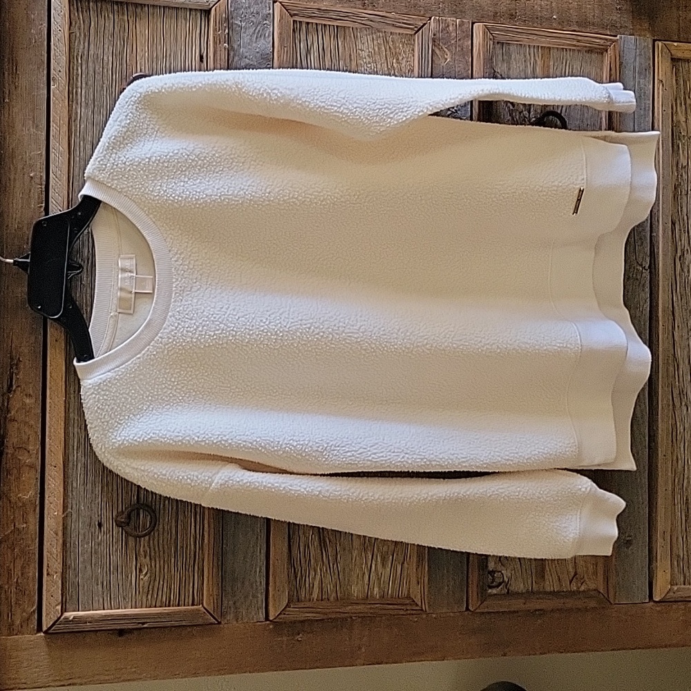 Michael Kors Cream Colored, Fuzzy, Oversized Top, Crew Neck, Long Sleeve, Small